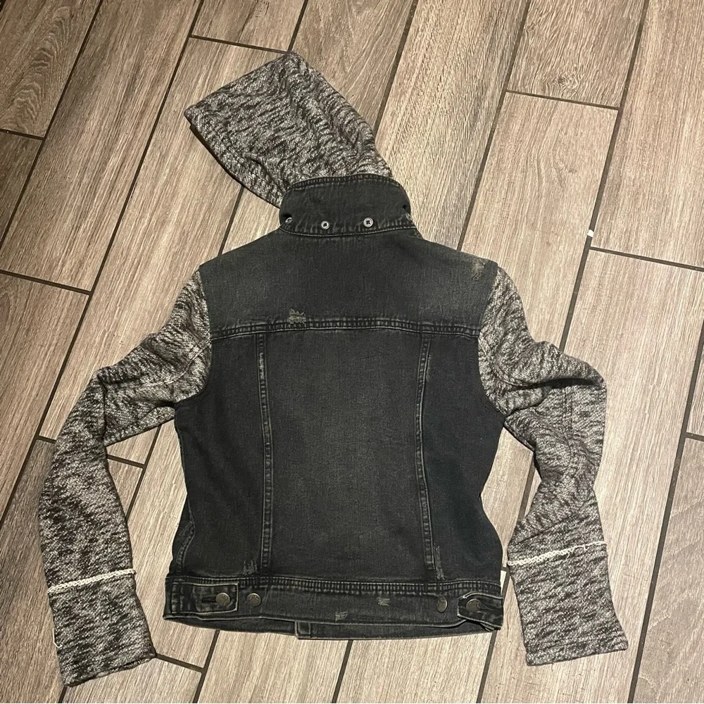 Free People Denim & Knit Hooded Jacket Size Small